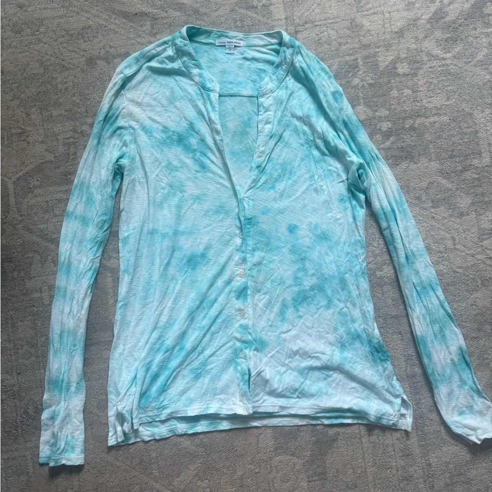 James Perse Light Blue Custom Tie-Dyed Top